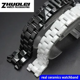 Für J12 Keramik Armband Hochwertige Damen Herren Uhrenarmband Mode Armband Schwarz Weiß 16mm 19mm H0915