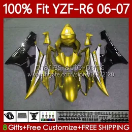 OEM MoTy Moycycle Body for Yamaha YZF R 6 600 CC YZF600 YZF-R6 06-07 Bodywork 98No.147 YZF R6 2006 2007 YZF-600 600cc Gold Black YZFR6 06 07 Ajuste de Injeção 100% Fit