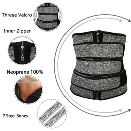 Kvinnors shapers midjetränare korsett bastu svett sportbälte för kvinnor fajas reduktoras neopren viktminskning kompression trimmer 3 bälte zip zip