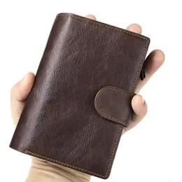 Storage Bags Men Passport Bag 9 Card Slots Po Holder Genuine Leather Oil Wax Business Short Wallet