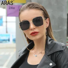 Okulary Klasyczne Klasyczne z łańcuchem Oversized Square Women Fashion Retro Big Frame Okulary Okulary Designer Eyewear Brillen