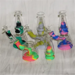 Unico narghilè di acqua di vetro Bongs mini bong assemblare tubo del silicone tubo fumo tubi doccia percoola olio dab rig dog narghilè per fumo