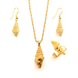 Fashion 9 k THAI BAHT G/F Yellow Gold Pendant Necklace Earrings Rings Chain Shell Jewelry Women Seashell Choker Female