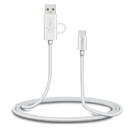 2 I 1 USB A C till C PD 60W-kablar för Xiaomi Huawei Mobil Type-C A + C White 3ft Charging + Data Sync