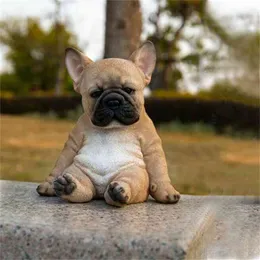Sleepy French Bulldog Puppy Statue Resin Lawn Sculpture Super Cute Garden Yard Decor MUMR999 210727