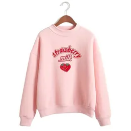 Harajuku Kawaii Strawberry Turtleneck Sweatshirt Tops Women Korean Fashion Pullovers Sweatshirts Schoolgirl Clothes Y0820