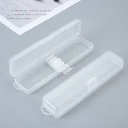 Transparent Flip Portable Tableware Box Cosmetic Brush Spoon Fork Storage Box hook Children's Toothbrush boxes LX3729