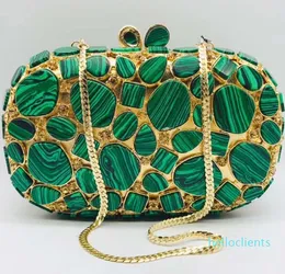 Designer-kväll väskor kvinnor kristall prom koppling handväska lyxig grön diamantpåse 2021 kedja kopplingar gåva