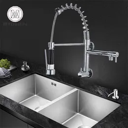 Wall Mount Spring Kitchen Caucet Handheld Spout Cold Water Kitchen Tap Dual Swiv Spout W Wall Łazienka Kuchnia Mycie Kran 211108