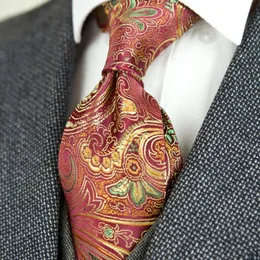 Muszki wspaniały kwiatowy Paisley złoty czerwony fioletowy różowy czarny męski krawat 100% jedwabny żakardowy tkany hurtownia marki