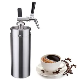 Kväve Kall Brew Kaffe Keg Dispenser Homebrewing Maker Machine Pot Valfria kranar 1.8L / 68OZ 3.6L / 122OZ 5L / 1.3GAL NITRO SYSTEM Growler Barrel 18/8 Rostfritt stål