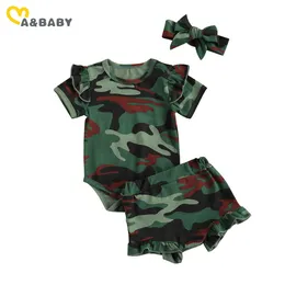 0-18 m Estate Nato Baby Girl Bambina Camo Vestiti Set manica corta Rompere Shorts Shorts Autbiti Abiti Costumi 210515