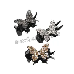 Strass Butterfly Hairpin Senhoras Moda De Moda Inverno Caranguejo Hairpin Luxo Retro Cabelo Acessórios