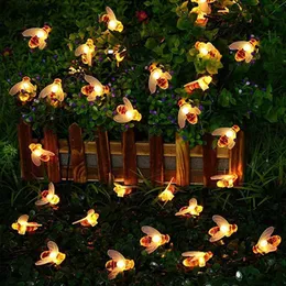 Saiten Solarbetriebene süße Honigbiene LED-Schnur-Lichterkette 20 LEDs 50 Außenterrassenzaun Gartenparty-Girlande
