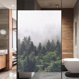 Adesivi per finestre Film Privacy Foggy Forest Glassata senza colla Coverti di controllo del calore per protezione da sole