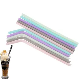 200pcs 23cm Silicone Drinking Straw Multi-color Reusable Straws Folded Bent Straight Home Bar Accessory tube