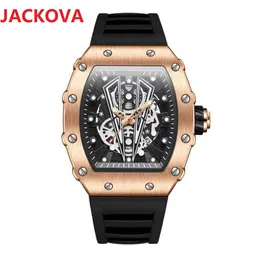 Top Luxury Skeleton Flowers Dial Relógios Quartzo Cronógrafo Cronógrafo Mens relógio de pulso Gelado Out Hip Hop Borracha Strap Sports Homens Assista