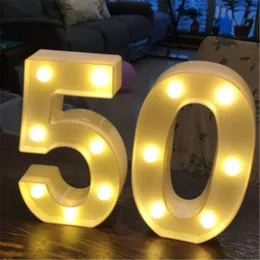 Party Decoration 2Pcs/set Adult 30/40/50/60 Number LED String Night Light Lamp Happy Birthday Balloon Anniversary Event Supplies