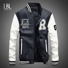 Men Leather Jacket Brand Embroidery Baseball PU Jackets Male Casual Luxury Winter Warm Fleece Pilot Bomber Jacket Coat 211029