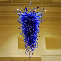 Kreatywne lampy wisiorek Nowoczesne Ręcznie Dmuchane Szklany Żyrandol Niebieski Kolor LED Oświetlenie wewnętrzne do dekoracji Art Dekoracja Żywy Jadalnia Light Designury 54 cali