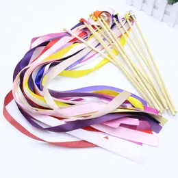 10st Color Ribbon Stick Holding Rotating Magic Wand Garland För Party Bröllop Dekoration Atmosfär Lawn Scene Layout