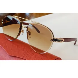 Fashion Carti Designer Coole Sonnenbrille übergroße Designer rahmenlose Holzbeine Fahrbrille Hochwertige rechteckige Form für Herren Damen Brillenzubehör