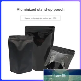 Väska vertikal matt svart aluminiumfolie självtätningsväska Dopack kaffe pulvermutter solskyddsmedel