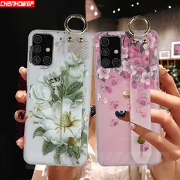 Flores macias pulseira pulseira para Samsung Galaxy A21s A51 A71 A11 A11 A31 A41 A70 A50 A40 A40 A20 A10 A30 A 51 71 Silicone Capa