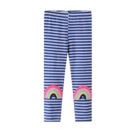 Jumping Metry Dziewczyny Rainbow Legginsy Spodnie dla Duszy Baby Stripe Bawełniane Ubrania Sprzedaż Skinny Kids Spodnie Jesień 210529