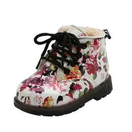 Cozulma 1-6 anos sapatos de bebê para meninas meninos flor impressão botas crianças fundo macio martin boot crianças outono inverno moda 220211