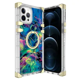 new luxury Beauty Phone Cases With Rotating kickstand Ring Square Plating Corner Cover For iPhone 13 12 mini 11 pro max XR X 8 7 6 Plus designer Cyberpunk case