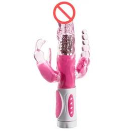 Kaninvibrator 360 Roterande Dildo Vibrator Kvinna Masturbator Clitoris Stimulator Anal Plug Vagina Massager Sexleksaker för vuxna