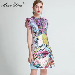 Moda Designer Dress Verão Vestido Mulheres Ruffles Resumo Floral-Print Sweetheart Vestidos 210524