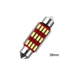 50ピースダブルチップ39mmキャンバスエラー無料ドームランプのための4014 12smd車の電球自動インテリア読書ライト12V