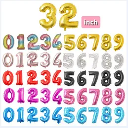 Helium Balloon 32 Inch Gold Letter Number Aluminum Foil Birthday Decoration Wedding Air Party Supplies