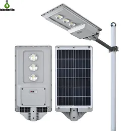 300W LED Lâmpada Solar Wall Street Luz Limpar Lente Super Bright Motion Sensor Segurança de Jardim ao ar livre com Pólo