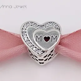 charms for jewelry making kits Tribute to Mum pandora 925 Sterling silver initial bracelets women love bangle chain beads pendant heart mom necklace gift 792070CZ