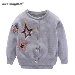 Mudkingdom Little Girls Sweter Sweter Cekiny Cute Gwiazdy Dzieci Topy Wiosna 210615