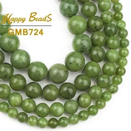 Natural Genuine Canada Green Jades Stone Beads Round Loose Spacer Bead per gioielli che fanno braccialetto fai da te 6 8 10 12MM 7,5 "pollici