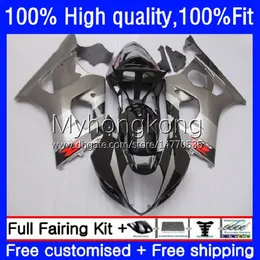 Silvery Black Inpression Mote Fairings för Suzuki GSXR1000 GSX-R1000 K3 2003-2004 Bodywork 25No.1 GSXR 1000 CC 1000cc 2003 2004 GSXR-1000 03 04 Motorcykel OEM Bodys