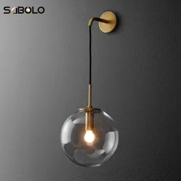 Modern Europe Vintage Lights Industriell Inomhusbelysning Bedside Sconce Metal Glass Wall Lamp 210724