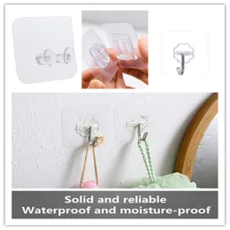 Hooks & Rails 20Pcs Multifunctional Punch-free Strong Transparent Hook Double-sided Adhesive Wall Kitchen Bathroom Storage Organizing Tool