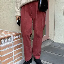 Ol vintage hög midja corduroy harem byxor kvinnor mode höst vinter solid casual varm lös rädisa byxor 210421