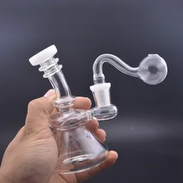 new arrival Glass Water pipe Bongs HOOKAH Heady 5.5inch Small Bubbler Beaker bong recycle oil rig with 14mm male glass oil burner pipe 1pcs