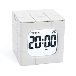 Magic Cube Alarm Clock LED Multifunktionell tidshanterare USB Laddning Alarmklocka Timer Studiatillförsel