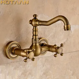 Rubinetto della cucina torneira a parete girevole in ottone antico lavabo lavabo miscelatore gru, YT-6035 210719