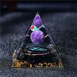 Magic Orgonite Pirâmide Home DIY cervos Chakra Ametista Quartz Esfera Obsidian Base Cura De Cristal Esfera Decoração Coleção Presente