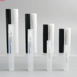 2ml 3ml 4ml 5mlの空のPPプラスチック香水ミスト噴霧器ボトル1/10オンス1/6ozミニトラベルブラックホワイトスプレーバイアルスグード