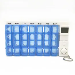 Timers Pills Box Organizer Storage 28 Grid LCD Portable påminnelse Ljudklockan Timer MT106
