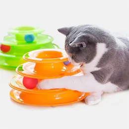1 st tre nivåer husdjur katt leksak torn spår skiva intelligens amusement trippel skiva leksaker boll träningsplatta 211122